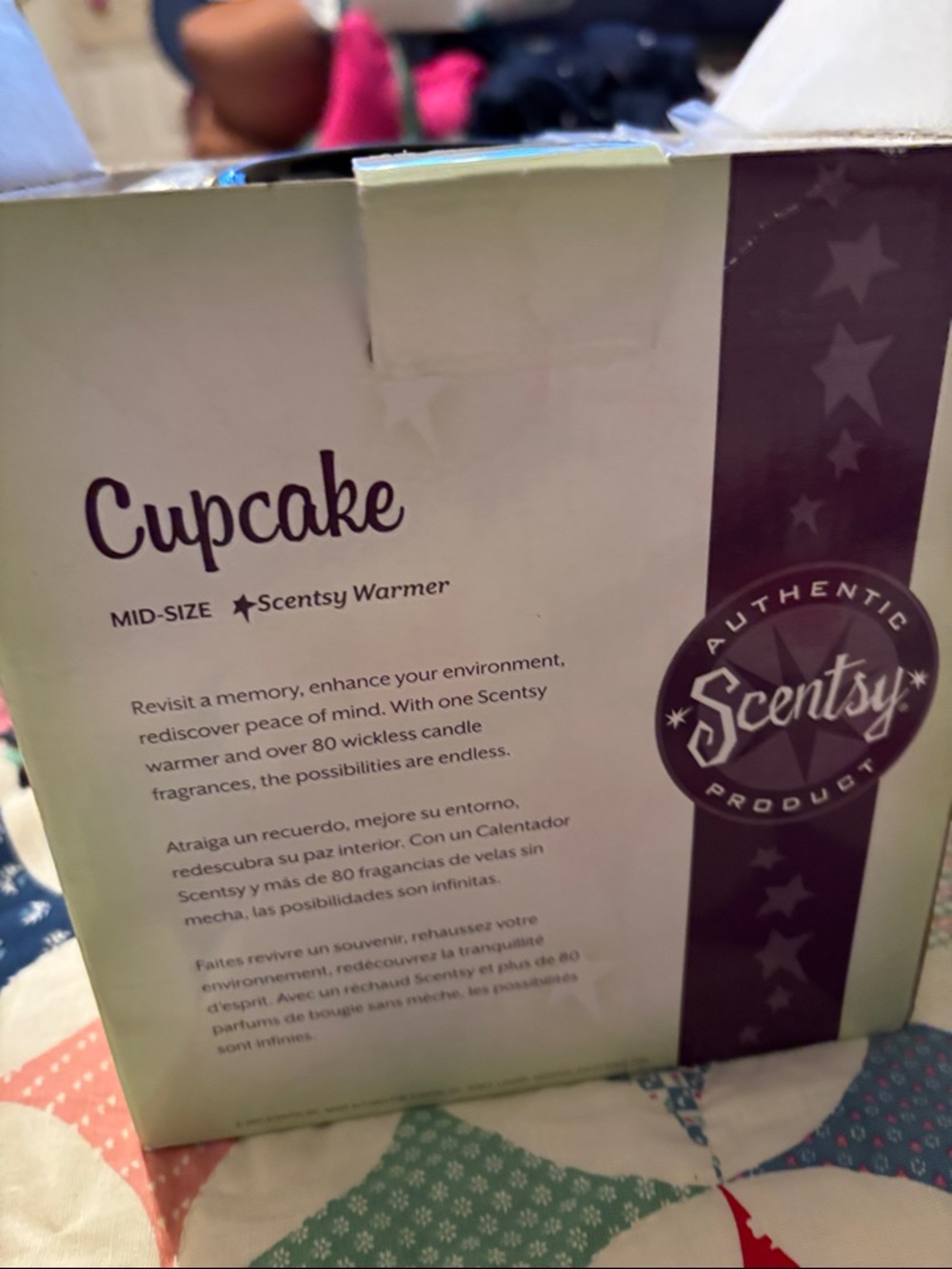 Scentsy Cupcake Mid-Size Warmer Box in Cream and Purple